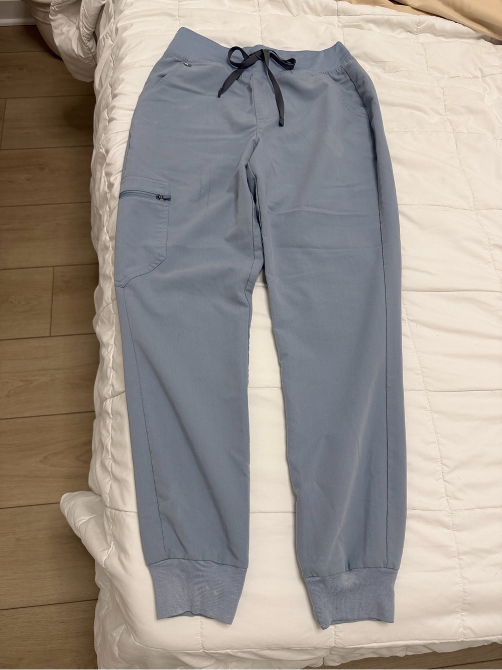 Figs Women's Light Blue Jogger Scrub Pants with Drawstring